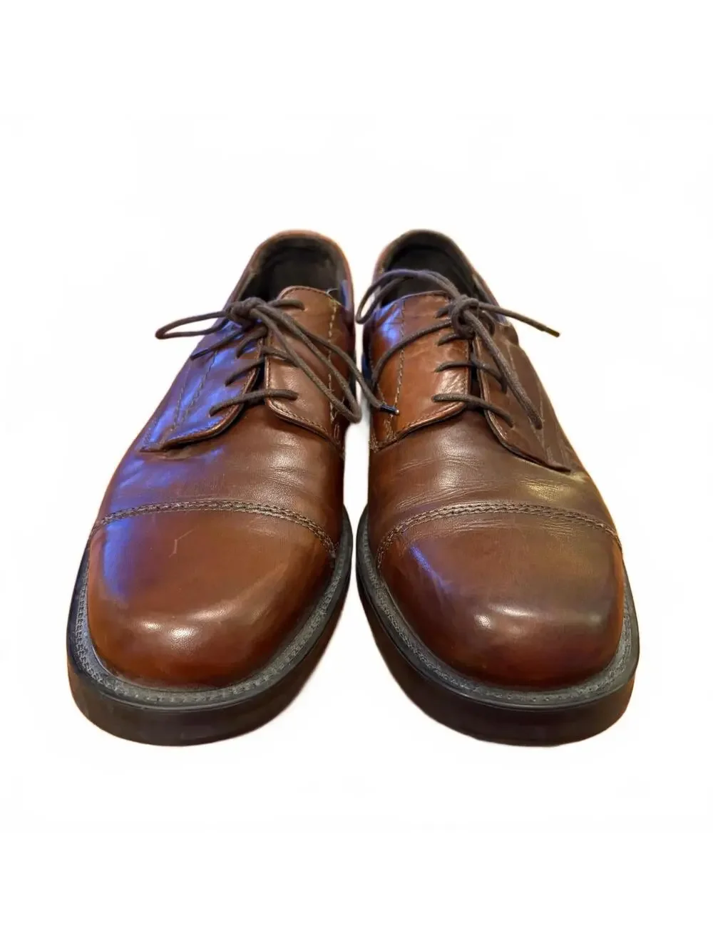 Bostonian Men's Brown Leather Cap Toe Dress Shoes Made in Italy Size 9.5 Office